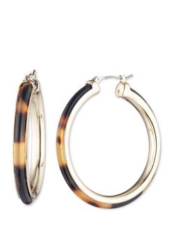 Lauren Ralph Lauren Large Tortoise Hoop Earrings, Brown/Gold, Brown/Gold
