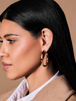 Lauren Ralph Lauren Large Tortoise Hoop Earrings, Brown/Gold - view 2, Brown/Gold