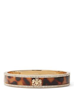 Lauren Ralph Lauren Crystal & Tort Crest Bangle Bracelet, Tortoise, Tortoise