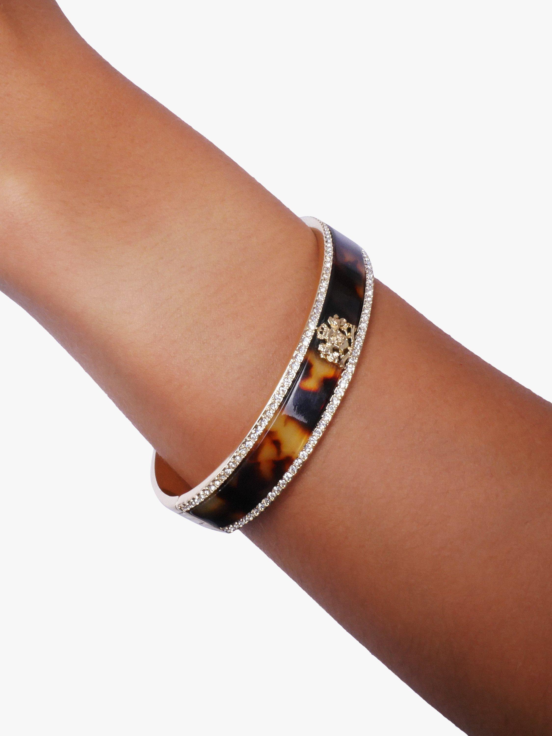 Product image 2 of 3, which shows Lauren Ralph Lauren Crystal & Tort Crest Bangle Bracelet, Tortoise