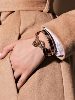 Lauren Ralph Lauren Crystal & Tort Crest Bangle Bracelet, Tortoise - view 2, Tortoise