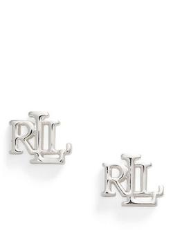 Lauren Ralph Lauren Monogram Logo Stud Earrings, Silver