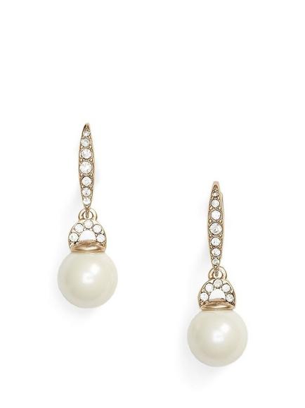 Lauren Ralph Lauren Glass & Pearl Drop Earrings, Gold, Gold