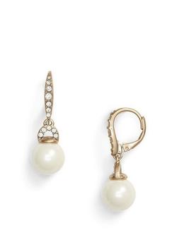Lauren Ralph Lauren Glass & Pearl Drop Earrings, Gold - view 2, Gold