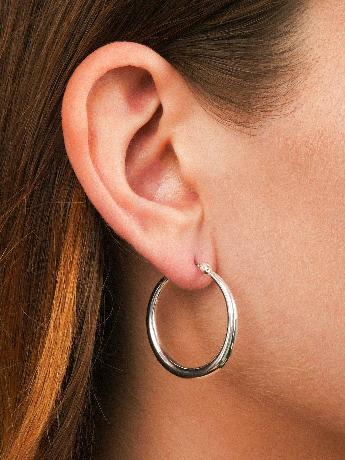 Product image 2 of 3, which shows Lauren Ralph Lauren Gradual Hoop Earrings, Silver