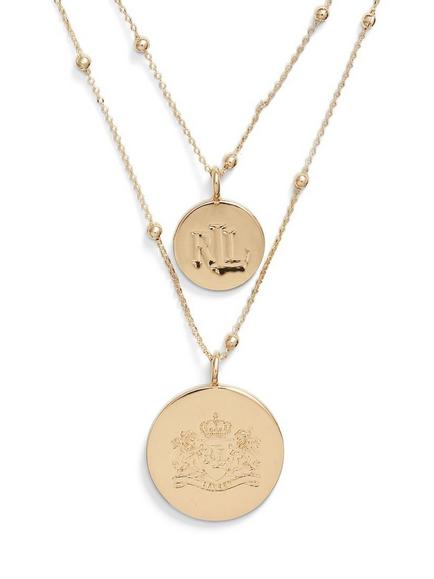 Lauren Ralph Lauren Beaded Logo & Crest Layered Necklace, Gold, Gold