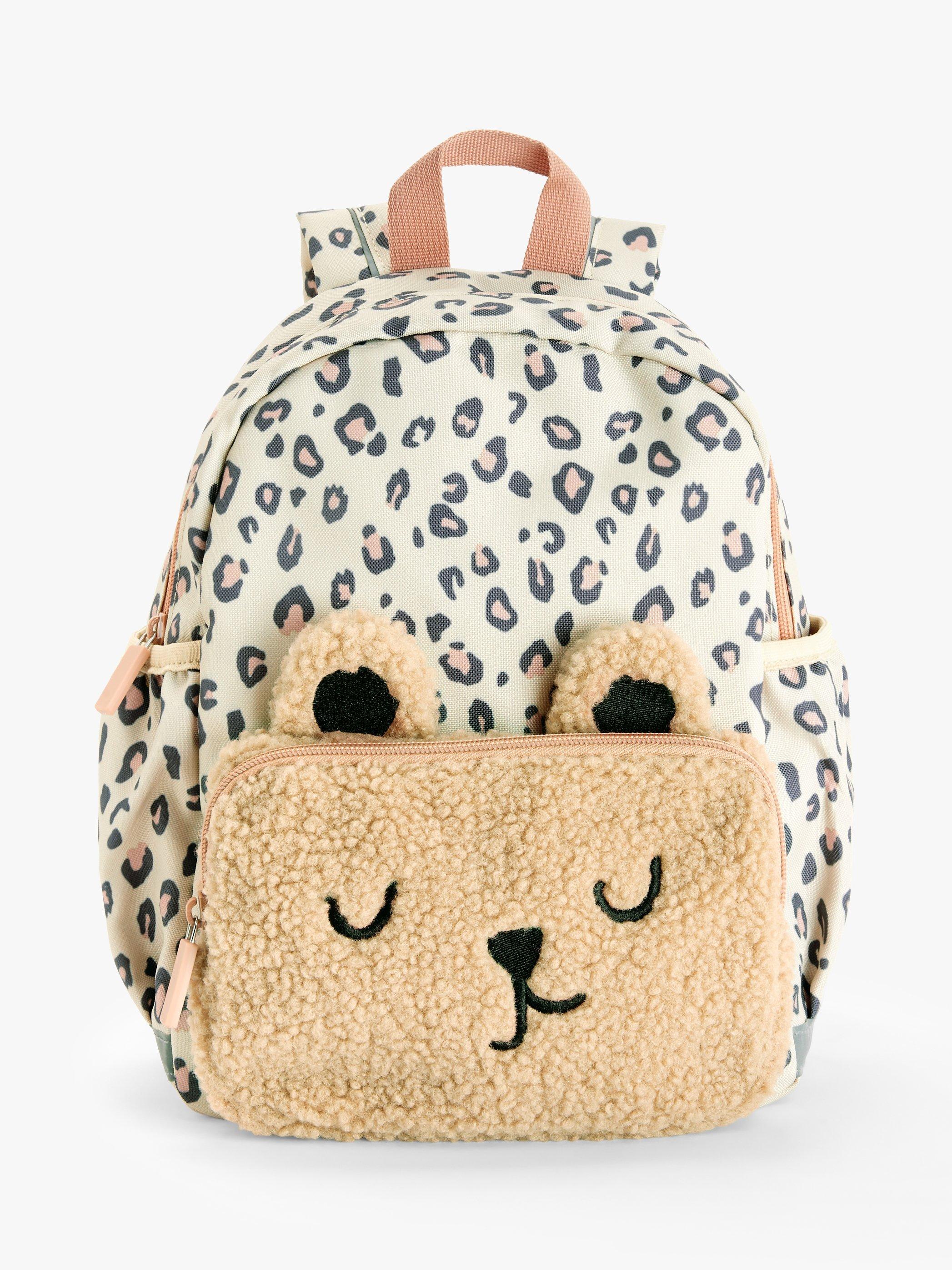 John Lewis Kids' Leopard Print Backpack, Neutral