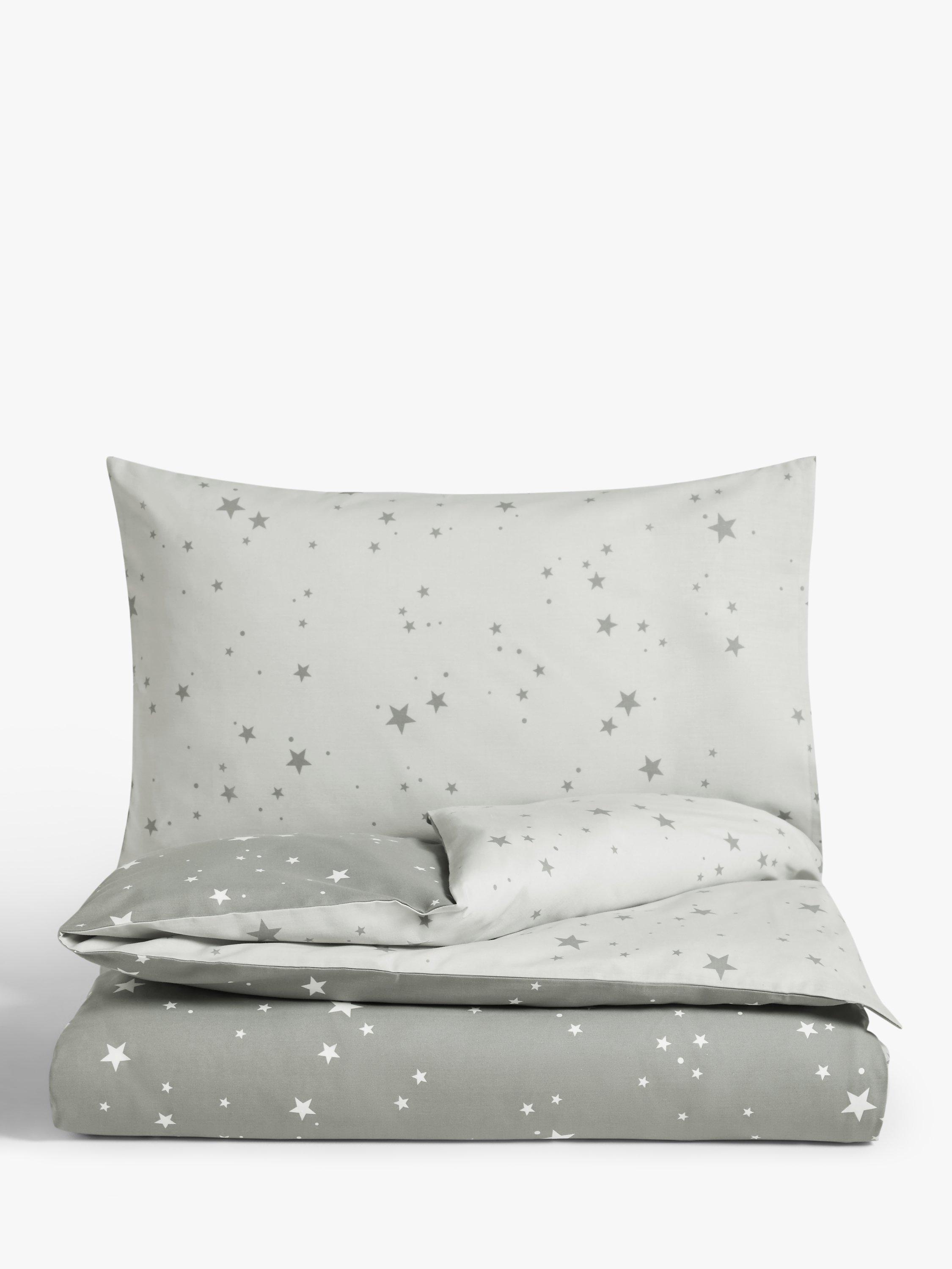 John Lewis Easy Care Star Print Reversible Duvet Cover and Pillowcase Set Cotbed 120 x 140cm