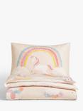 John Lewis Unicorn Print Reversible Pure Cotton Duvet Cover and Pillowcase Set, Cotbed (120 x 140cm)