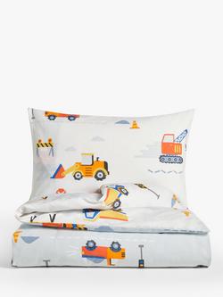 John Lewis Construction Print Reversible Pure Cotton Duvet Cover and Pillowcase Set, Cotbed (120 x 140cm) - view 2, Multi