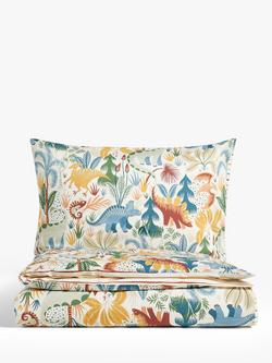 John Lewis Forest Dinosaur Reversible Pure Cotton Duvet Cover and Pillowcase Set, Multi, Multi