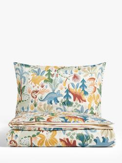 John Lewis Forest Dinosaur Reversible Pure Cotton Duvet Cover and Pillowcase Set, Multi - view 2, Multi