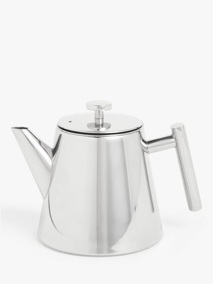 John Lewis Double Wall Teapot with Infuser, 1.1L, Stainless Steel, Stainless Steel