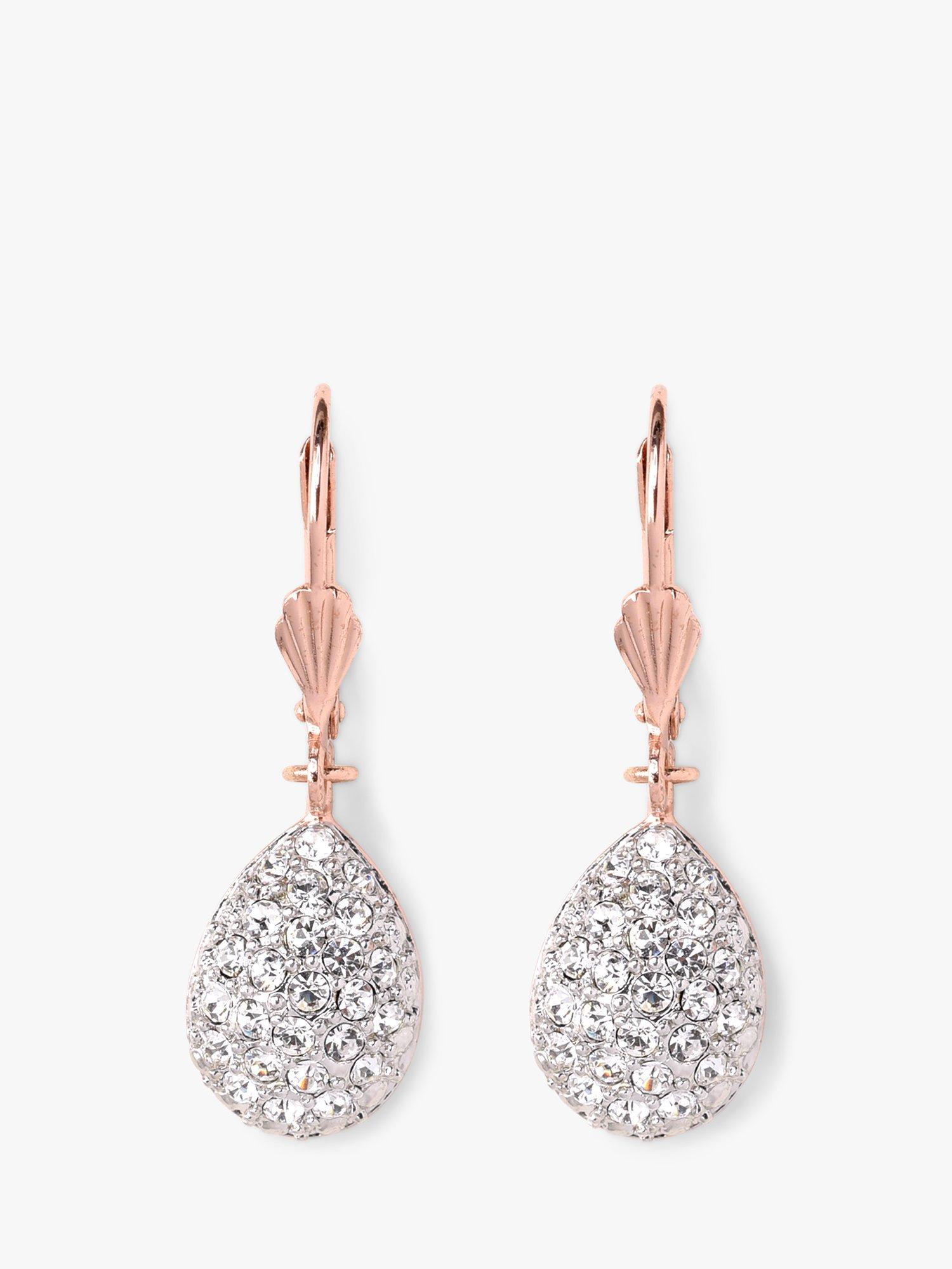 Product image 1 of 2, which shows Eclectica Pre-Loved Swarovski Crystal Drop Earrings, Dated Circa 1990s, Rose Gold