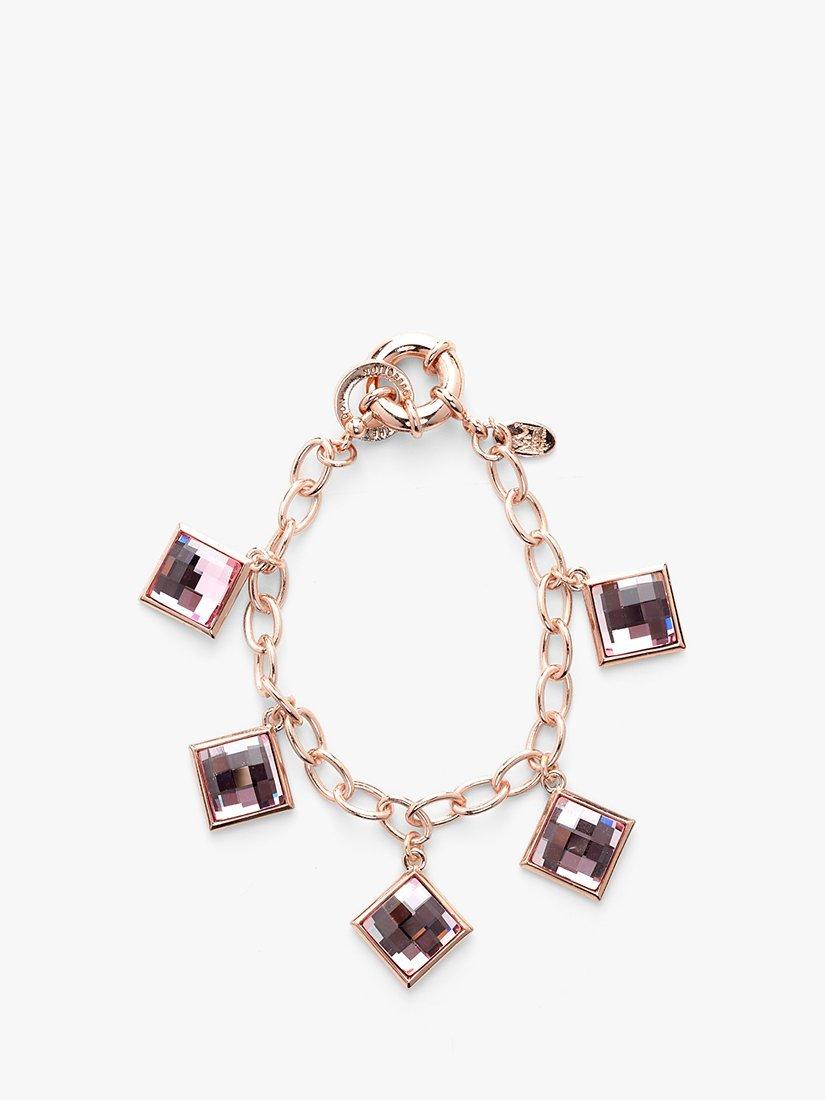 Product image 1 of 2, which shows Eclectica Pre-Loved 22ct Gold Plated Swarovski Crystal Chain Bracelet, Rose Gold