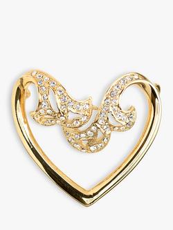 Eclectica Pre-Loved Attwood & Sawyer Swarovski Crystal Heart Brooch, Dated Circa 1990s, Gold, Gold
