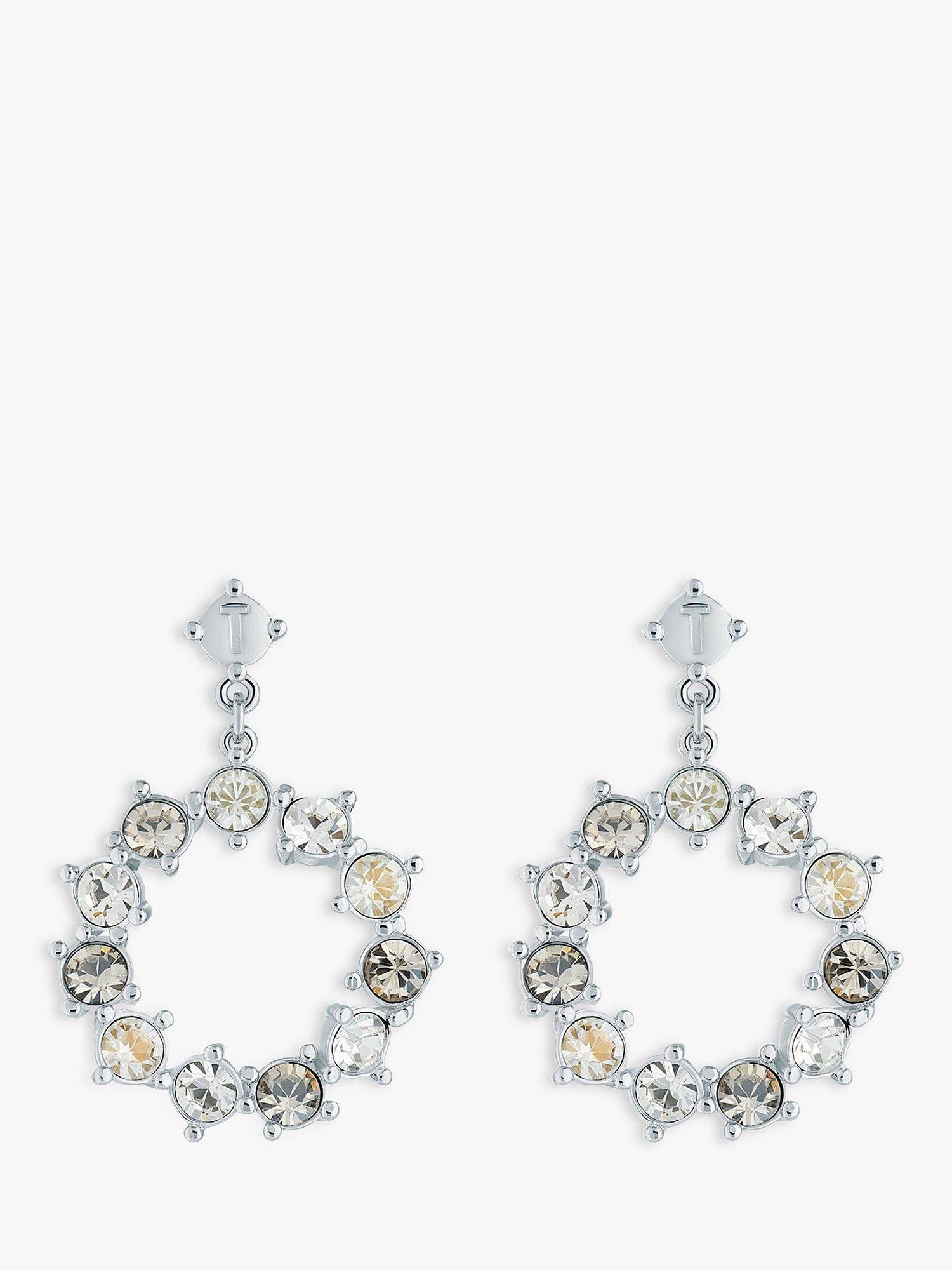Ted Baker Crissty Crystal Hoop Drop Earrings, Silver