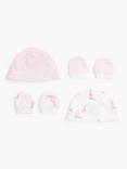 John Lewis Premature Baby GOTS Organic Cotton Giraffe Stripe Hat & Mittens Set, Pack of 2, Pink