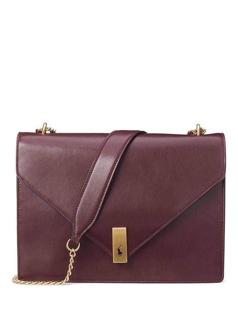 Polo Ralph Lauren Polo ID Envelope Cross Body Leather Handbag, Wine