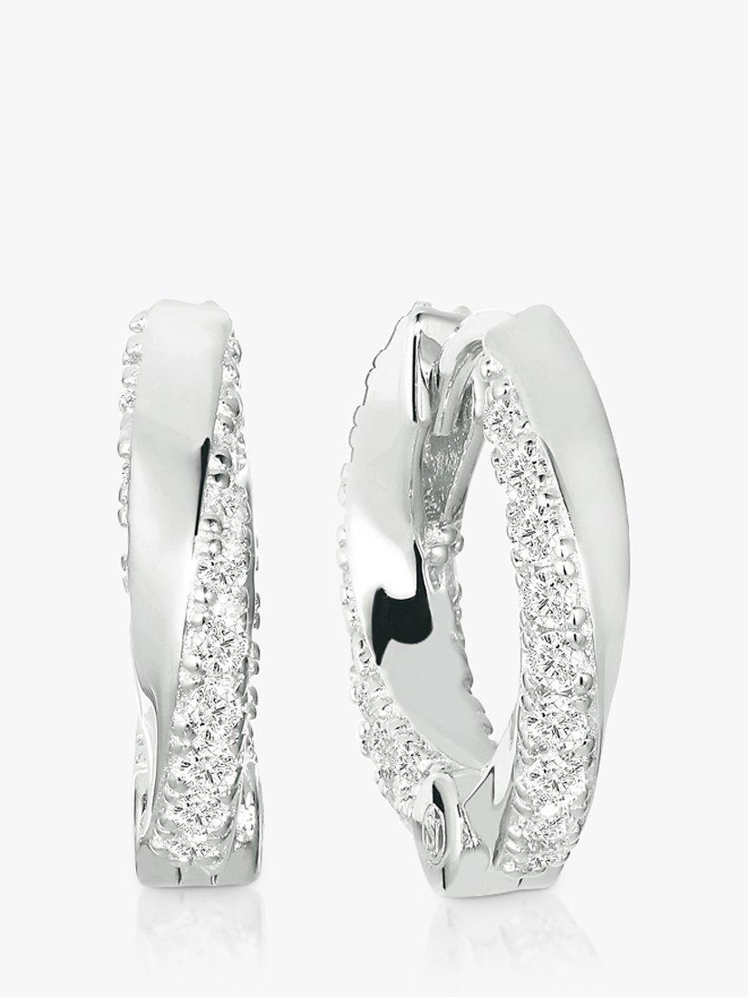 Product image 1 of 1, which shows Sif Jakobs Jewellery Ferrara Piccolo Cubic Zirconia Twist Hoop Earrings, Silver