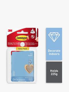 Command 3M Damage-Free Plastic Mini Hooks, Pack of 18, 225g, Clear