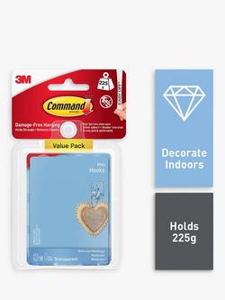 Command 3M Damage-Free Plastic Mini Hooks, Pack of 18, 225g, Clear - view 2, Clear