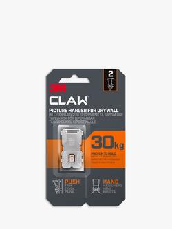 3M CLAW Steel Claw Drywall Picture Hanger, Pack of 2, 30kg, Silver