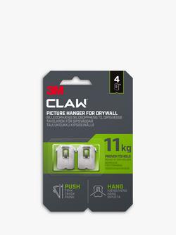 3M CLAW Steel Claw Drywall Picture Hanger, Pack of 4, 11kg, Silver