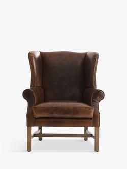 Halo Wing Leather Armchair, London Leather Cognac, London Leather Cognac