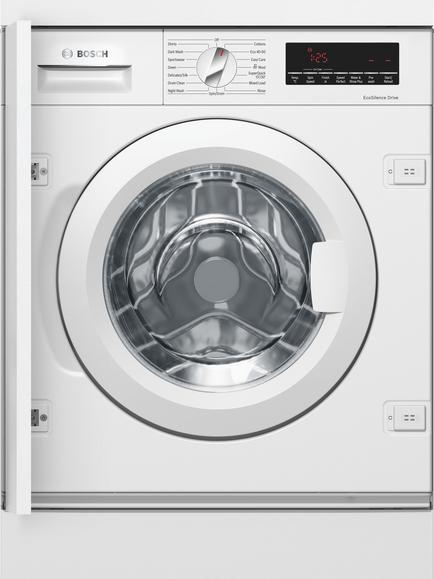 Bosch Series 8 WIW28502GB Integrated Washing Machine, 8kg Load, 1400rpm Spin, White, White