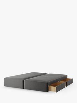 John Lewis Pocket Sprung 4 Drawer Storage Divan Base, Super King Size, Cotton Effect Beige, Soft Touch Chenille Charcoal