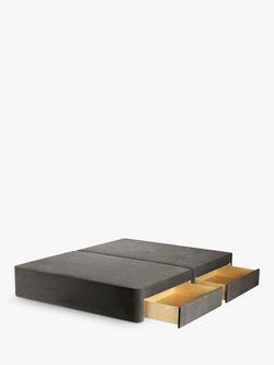 John Lewis Pocket Sprung 4 Drawer Storage Divan Base, King Size, Soft Touch Chenille Charcoal