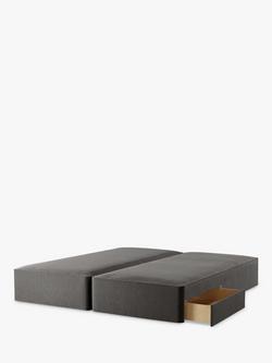 John Lewis Pocket Sprung 2 Drawer Zip Link Divan Base, Emperor, Soft Touch Chenille Charcoal