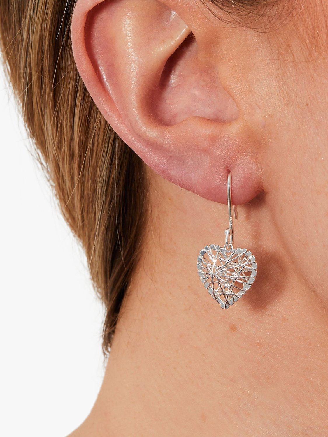 Product image 2 of 2, which shows Simply Silver Heart Cage Drop Earrings, Silver