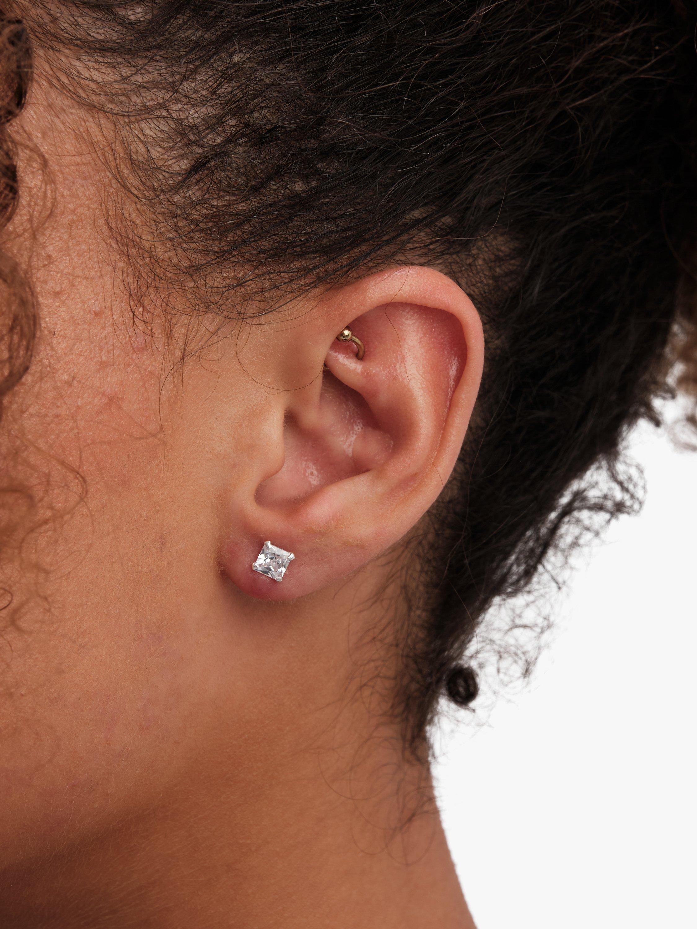 Product image 2 of 2, which shows Simply Silver Square Cub Zirconia Stud Earrings, Silver