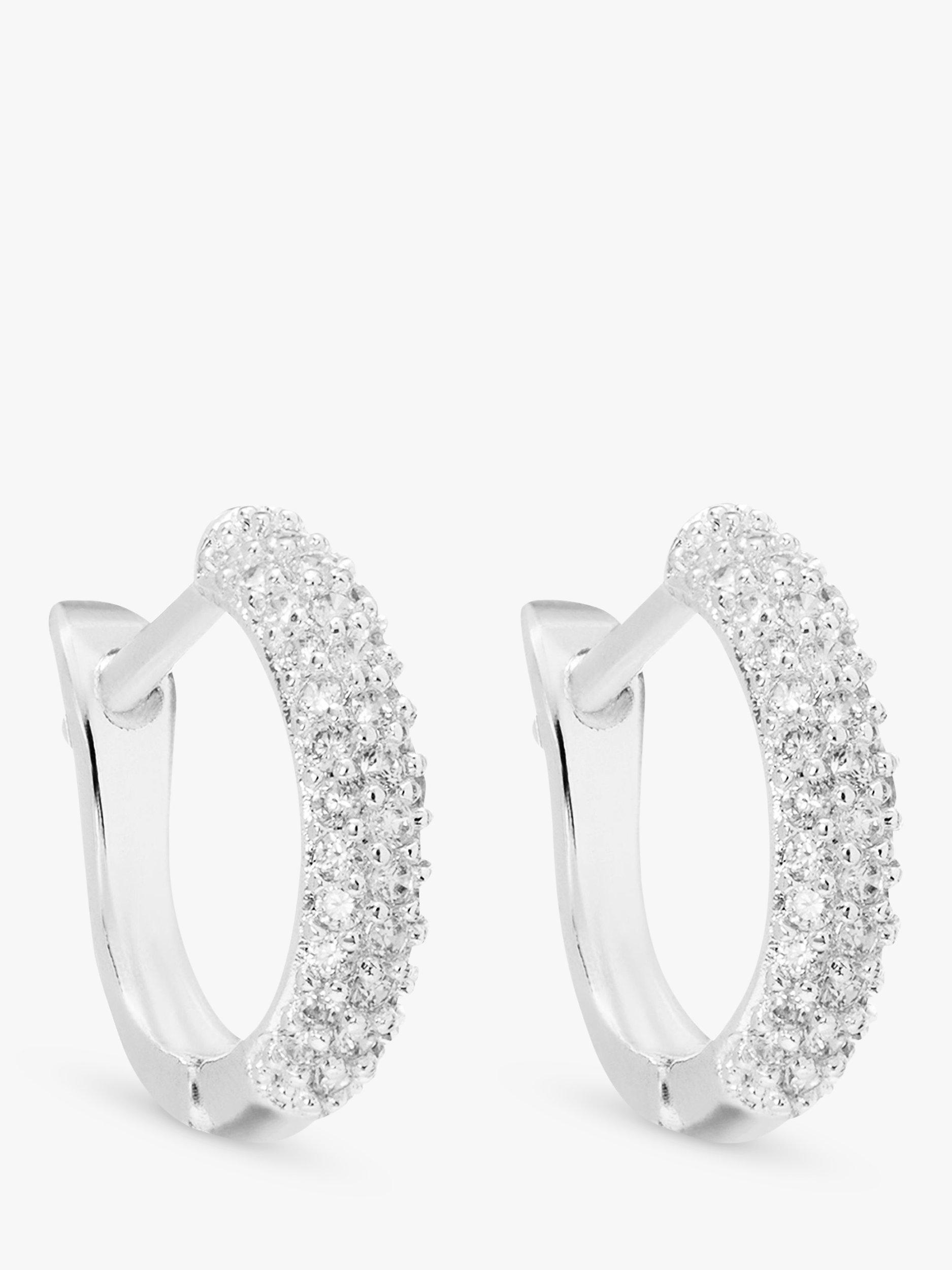 Jon Richard Silver Plated Cubic Zirconia Mini Hoop Earrings, Silver
