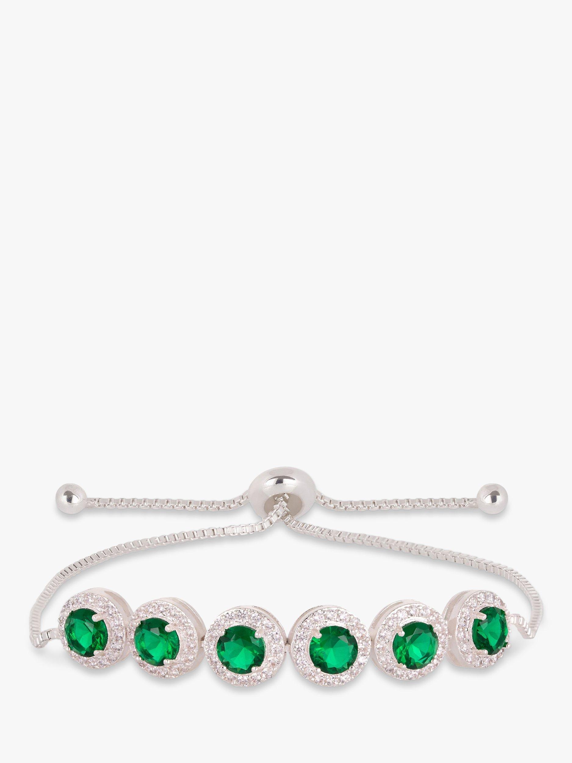 Jon Richard Silver Plated Cubic Zirconia Stone Pave Toggle Bracelet, Silver