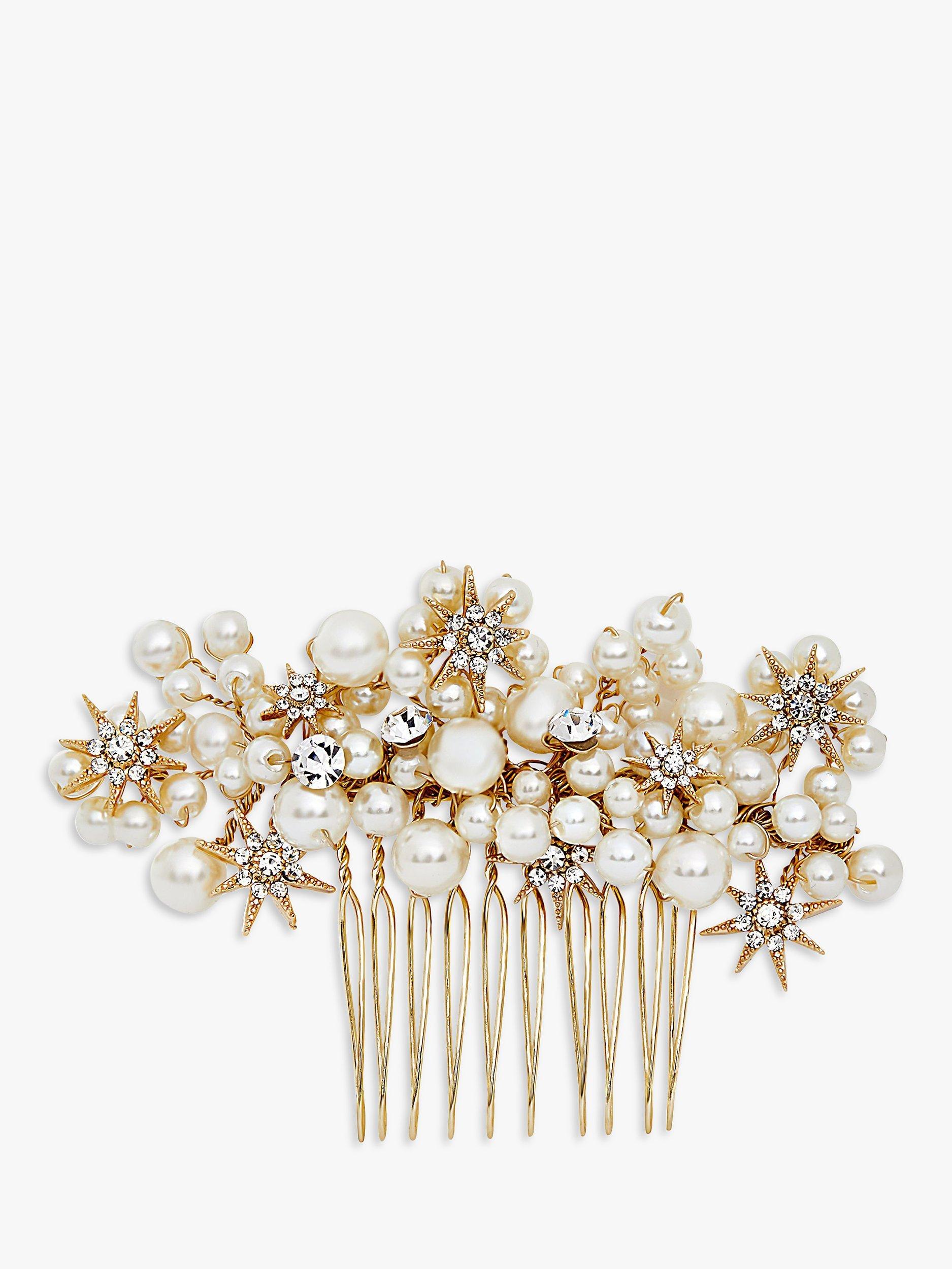 Jon Richard Star Pearl Hair Comb, Gold