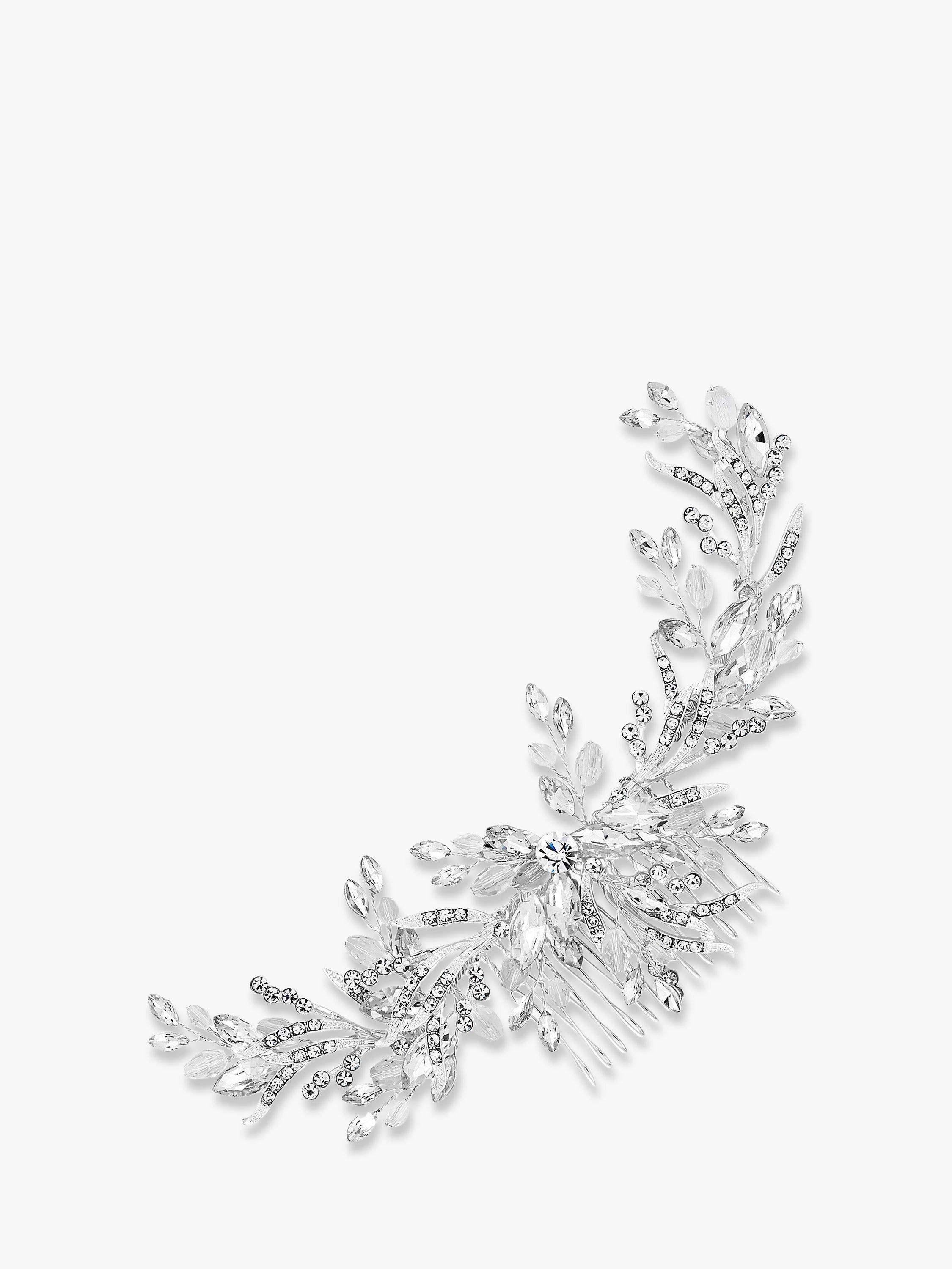 Product image 1 of 2, which shows Jon Richard Silver Plated Crystal Leaf Comb Hair Clip, Silver
