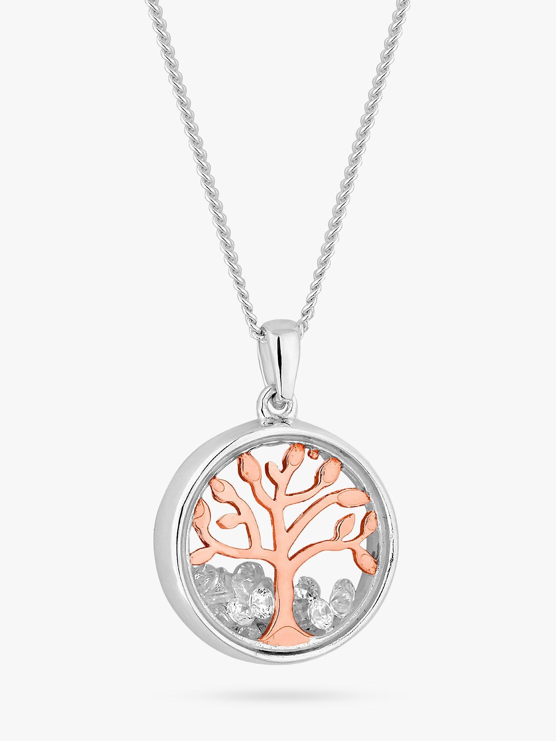 Product image 1 of 1, which shows Simply Silver Tree of Love Shaker Pendant Necklace, Silver/Rose Gold