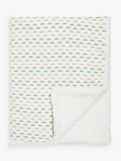 John Lewis Dashes Sherpa Fleece Baby Blanket, 100 x 80cm, Multi