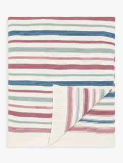 John Lewis Crochet Cotton Blanket, 100 x 80cm, Blue Light