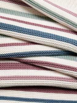 John Lewis Crochet Cotton Blanket, 100 x 80cm - view 2, Blue Light