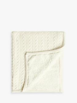 John Lewis Cable Knit Sherpa Fleece Baby Blanket, Off White