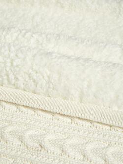 John Lewis Cable Knit Sherpa Fleece Baby Blanket - view 2, Off White