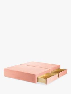 John Lewis Pocket Sprung 4 Drawer Storage Divan Base, Double, Cotton Effect Pink