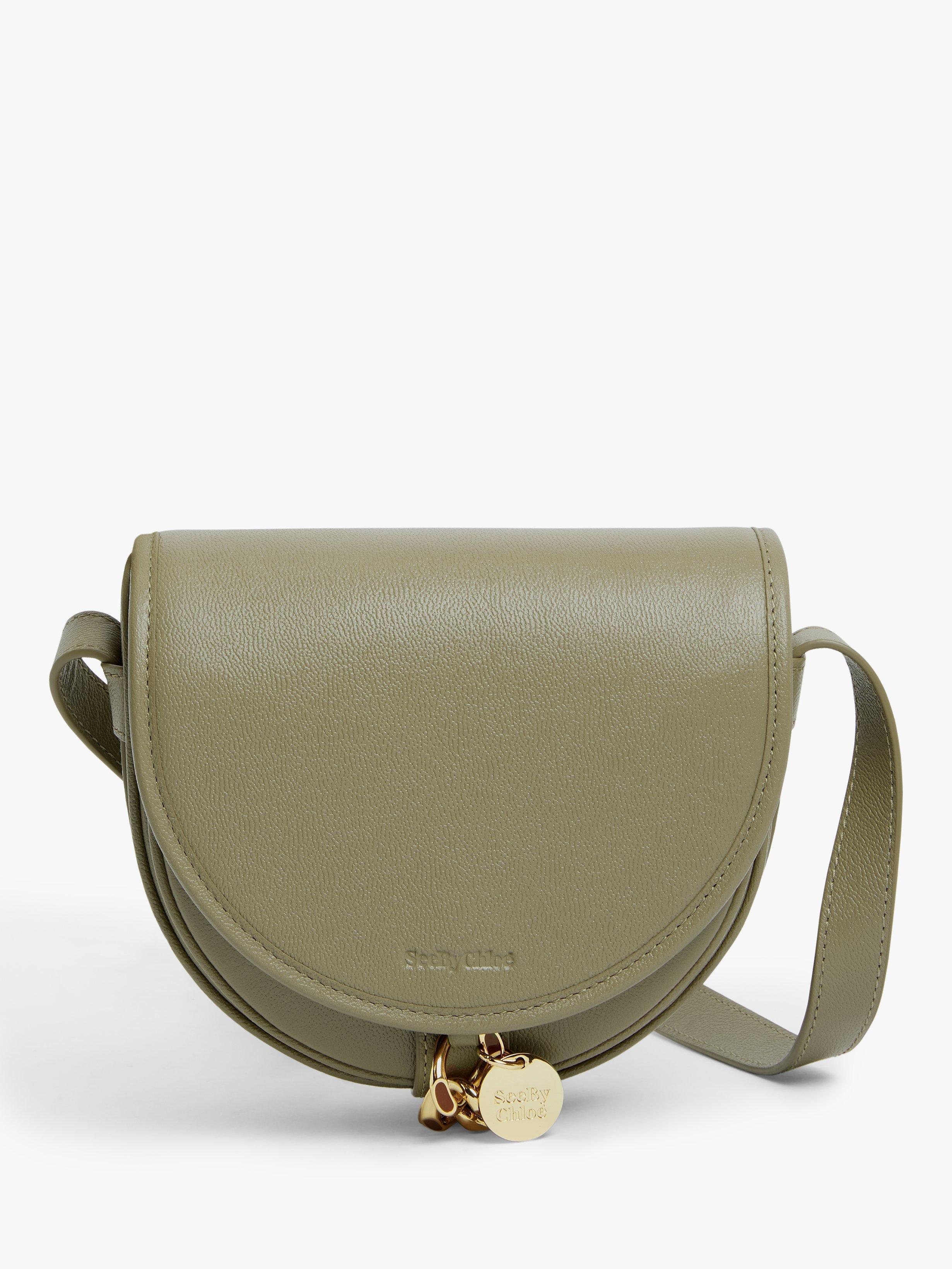 See By Chloé Mara Small Leather Saddle Cross Body Bag, Motty Grey