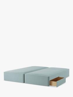 John Lewis Pocket Sprung 2 Drawer Zip Link Divan Base, King Size, Soft Touch Chenille Duck Egg