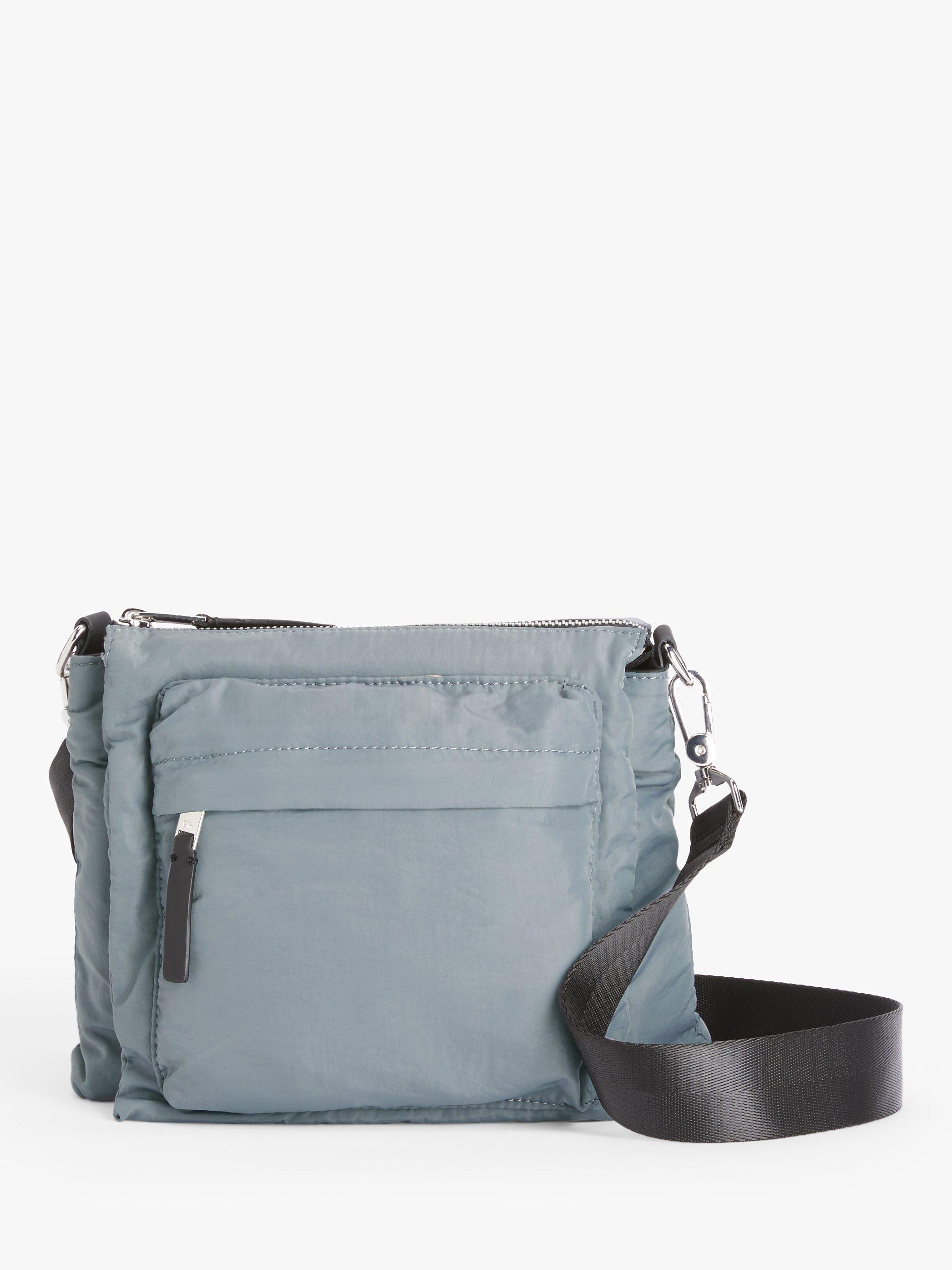 Kin Plain Triple Compartment Cross Body Handbag, Pale Grey