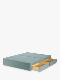John Lewis Pocket Sprung 4 Drawer Storage Divan Base, Double, Soft Touch Chenille Duck Egg